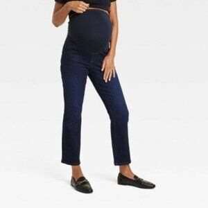 Isabel Maternity Ingrid Isabel Dark Wash Over Belly Ankle Bootcut Maternity Jean